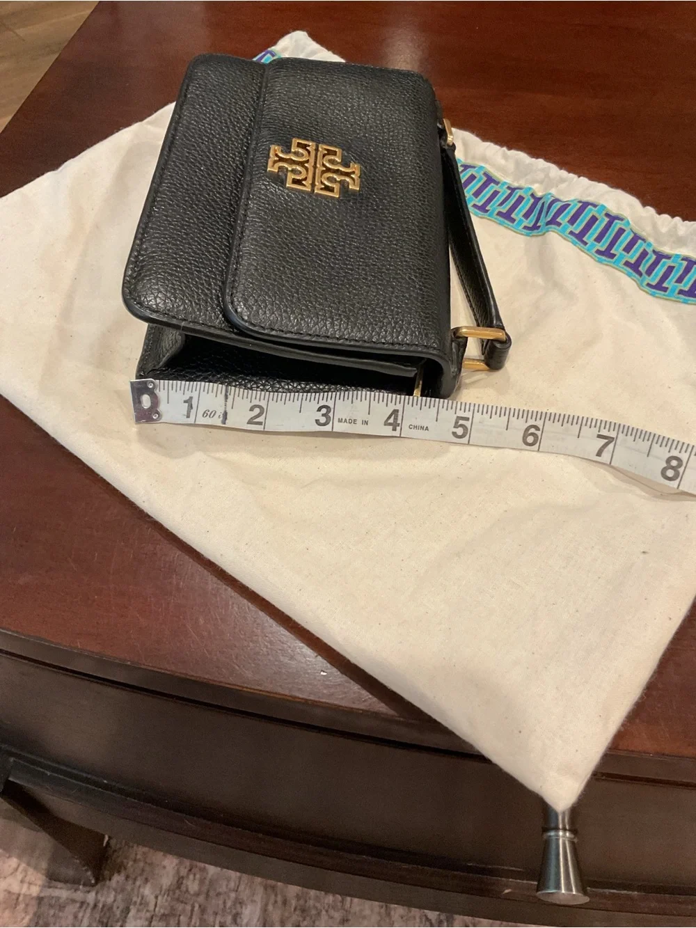 Tory Burch Black Pebbled Leather Top-Handle Shoulder Bag with Gold Logo
